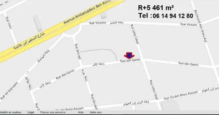 Terrain à vendre r+5 de 461 m² à roches noires - الدار البيضاء
