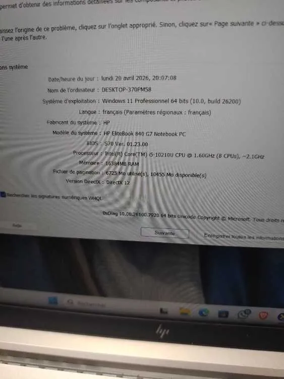 Pc portable à hp elitebook 840 g7 intel i5 / 16 gb - تامسنا