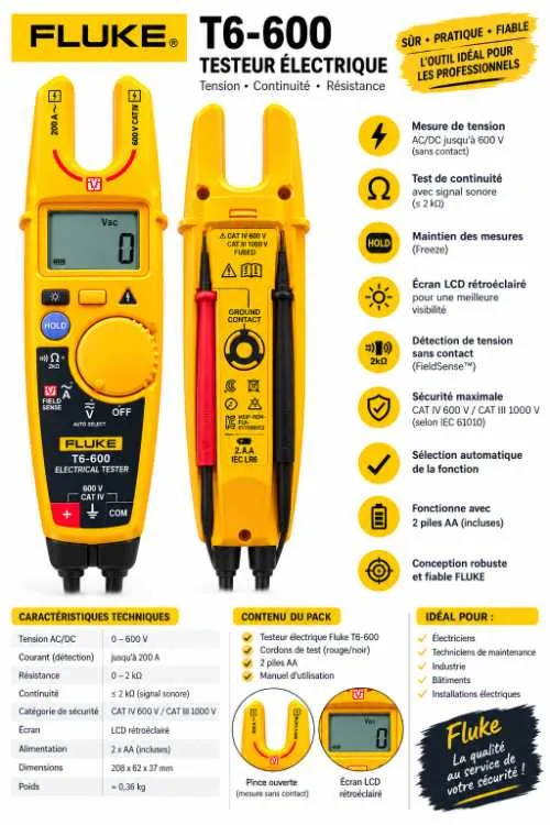 🔧 fluke t6-600 – testeur électrique professionnel - المحمدية