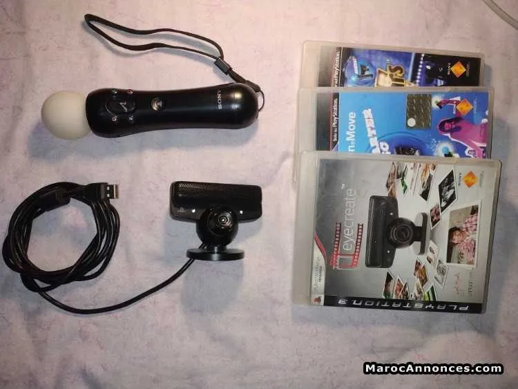 Caméra et manette move ps3 plus 3 jeux - الدار البيضاء