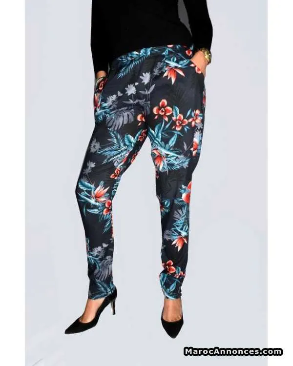pantalon - imprime fleur. - الدار البيضاء