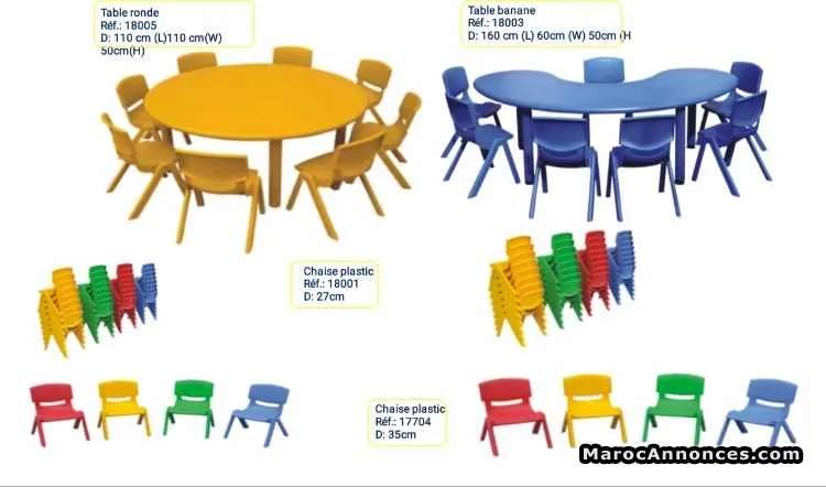 Table ronde table banane et chaises en promotion - الدار البيضاء