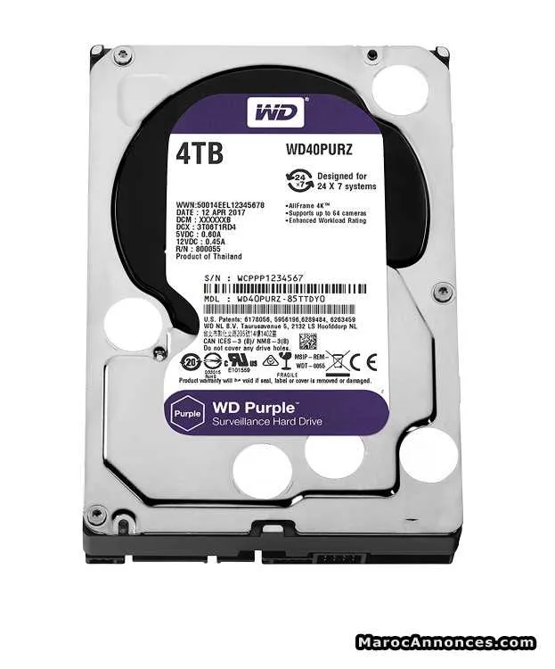Disques dure western digital purple 1 /2 et 4 tb - الدار البيضاء