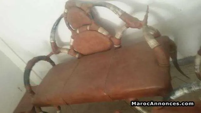 Fauteuil en cuir et cornes de gamouss - الدار البيضاء (3)