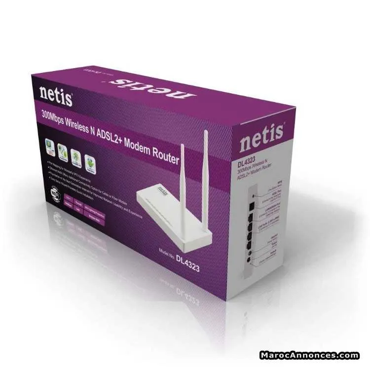 Netis - 300mbps wireless n adsl2+ modem router - الدار البيضاء