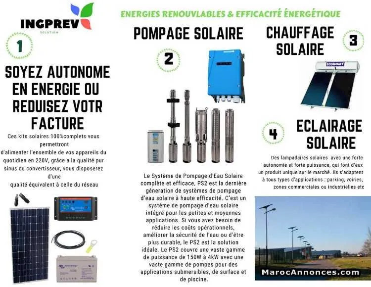 Pompage et chauffage solaire , centrale photovolta - الدار البيضاء