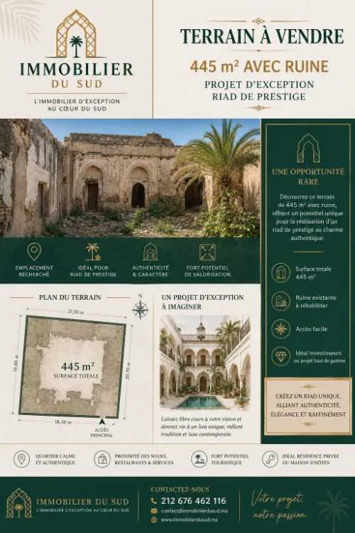 Terrain avec ruine pour construire un riad - مراكش