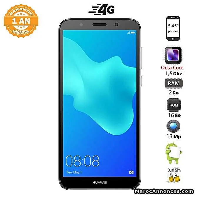 Huawei y5 prime 2018 - 16go - 2go ram - 4g en savo - الدار البيضاء