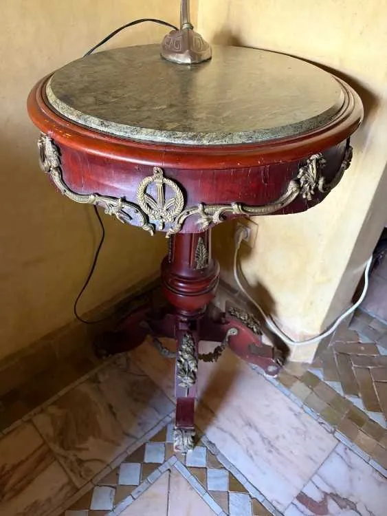 Lot de 2 tables d'appoint : guéridon ancien marbre - مراكش