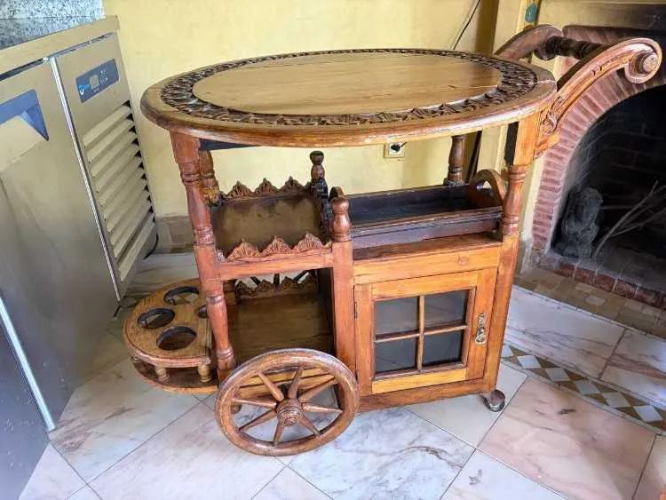 Ensemble ancien en bois chariot bar et fauteuil - مراكش (3)