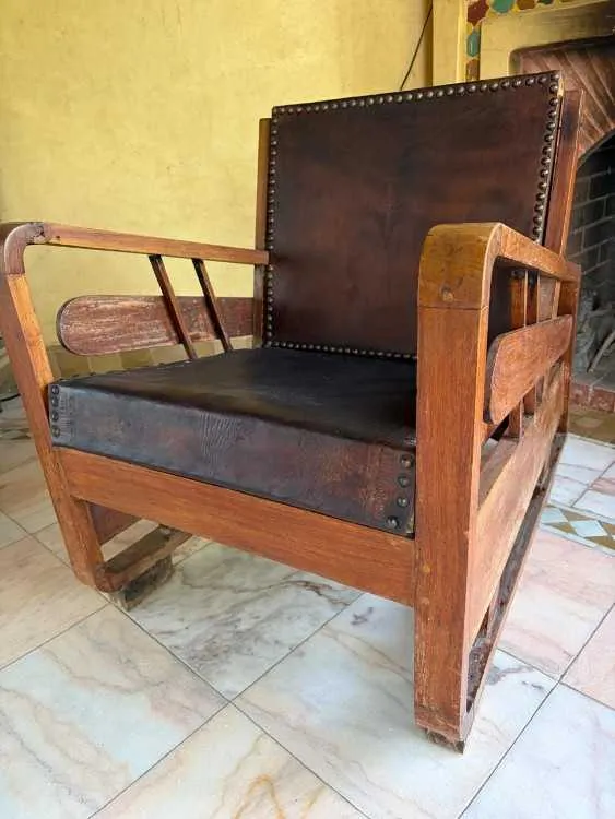 Ensemble ancien en bois chariot bar et fauteuil - مراكش (2)