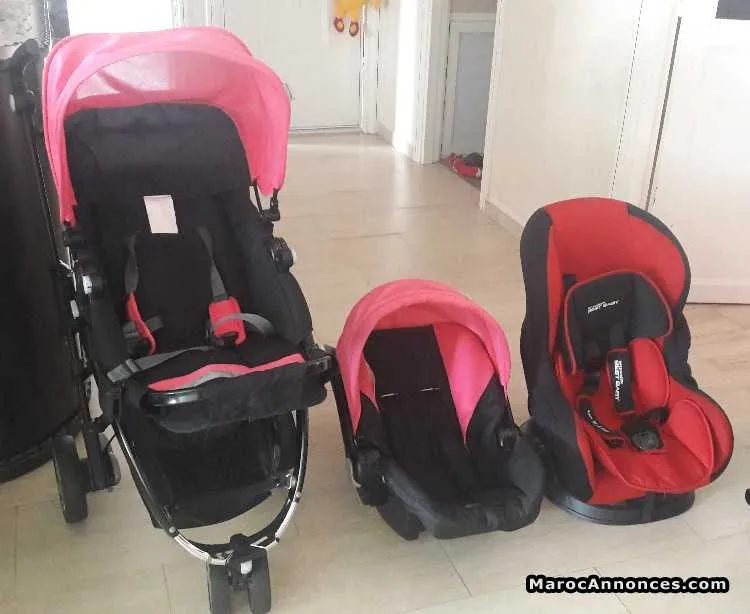 Poussette avec porte bébé et siège auto - الدار البيضاء