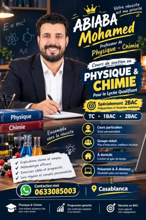 Cours de soutien en physique-chimie - الدار البيضاء