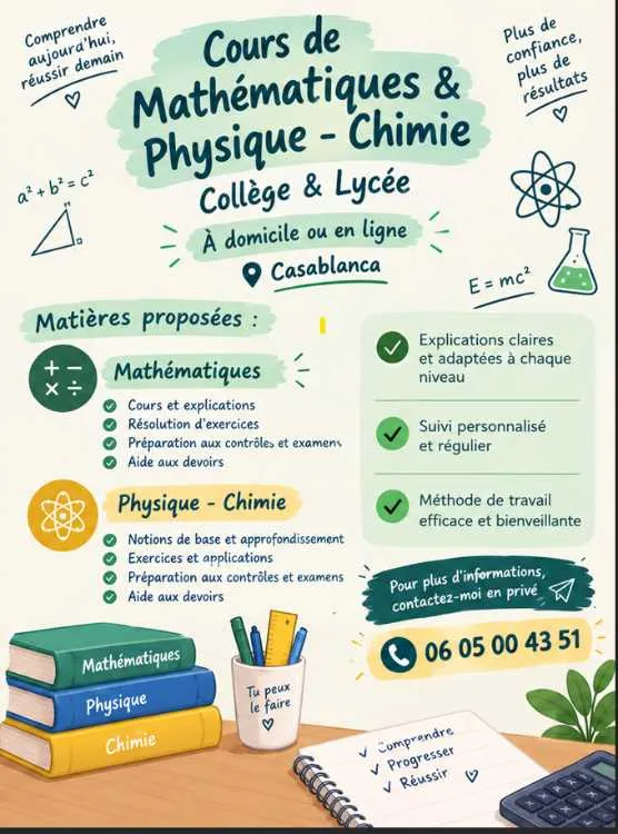 Cours de soutien collège et lycée - الدار البيضاء