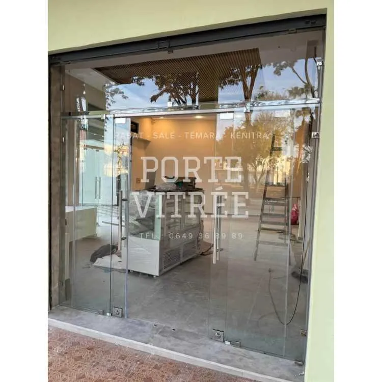 Porte en verre trempé 10 mm pour magasins & boutiq - الرباط