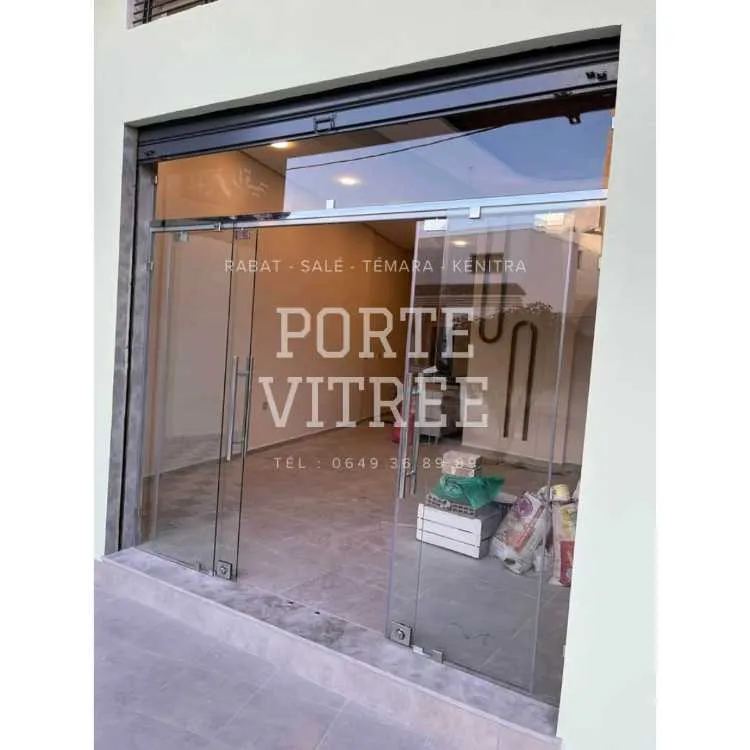 Porte en verre trempé 10 mm pour magasins & boutiq - الرباط (2)