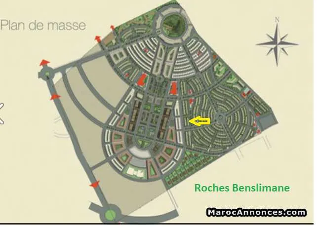 Lot villa 230 m2 roches benslimane bien orienté - بن سليمان