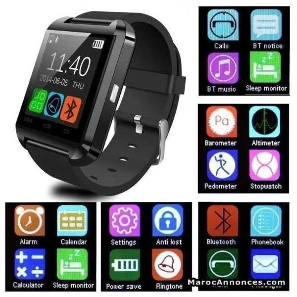Uwatch u8 smartwatch bluetooth pour android et ios - مكناس (2)