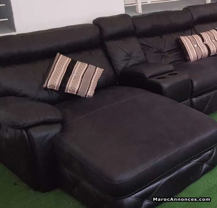 Grand salon cuir noir américain - الرباط (3)
