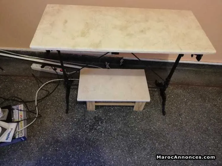 Table année 1920 fonte acier marbre - الرباط (2)