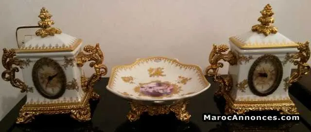 Set horloge porcelaine et bronze - القنيطرة