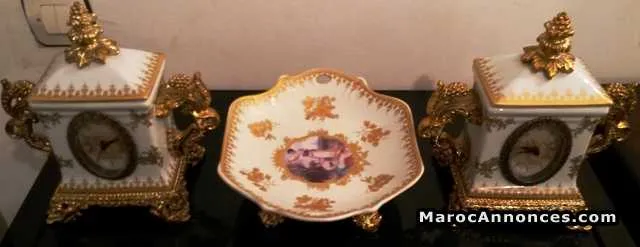 Set horloge porcelaine et bronze - القنيطرة (3)