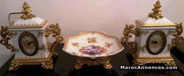 Set horloge porcelaine et bronze - القنيطرة (2)