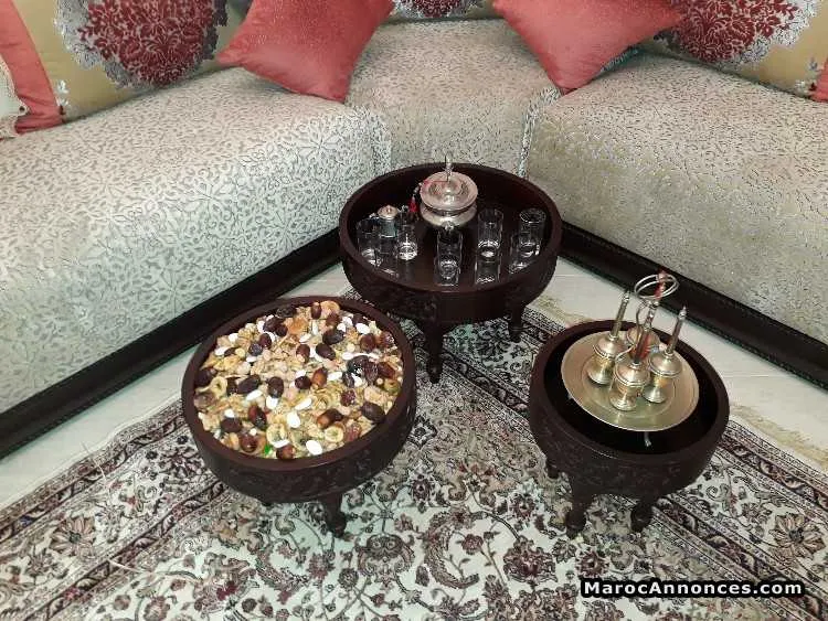 Trio table basse traditionnel hetre - الدار البيضاء (2)