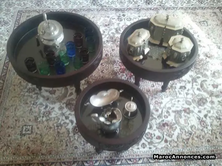 Trio table basse traditionnel hetre - الدار البيضاء