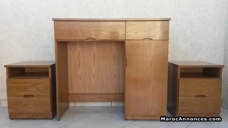 Coiffeuse et 2 chevets bois chene neufs - الدار البيضاء (2)