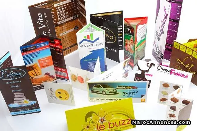 Cartes de visites flyers catalogue menus - طنجة