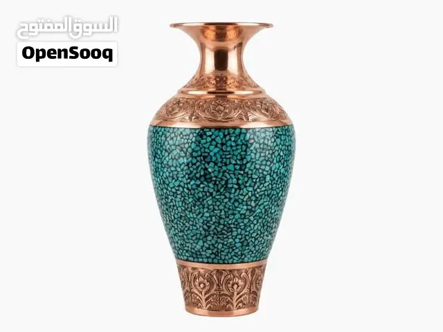 مزهرية نحاسية فاخرة گوهر VIP مطعّمة بالفيروز – صناعة يدوية إيرانية أصيلة - الدار البيضاء