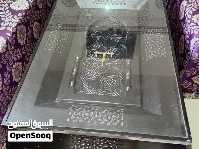 طاولة مغربية فاخرة من الخشب الطبيعي والزجاج - الرباط