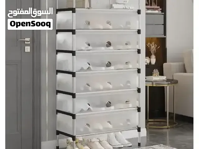 منظم أحذية عصري 6 طبقات مغلق بأبواب شفافة (جديد بالعلبة) - وجدة