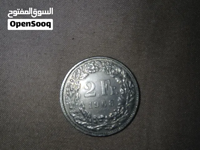 عملة سويسرية قديمة 2 فرنك سنة 1968 - الرباط