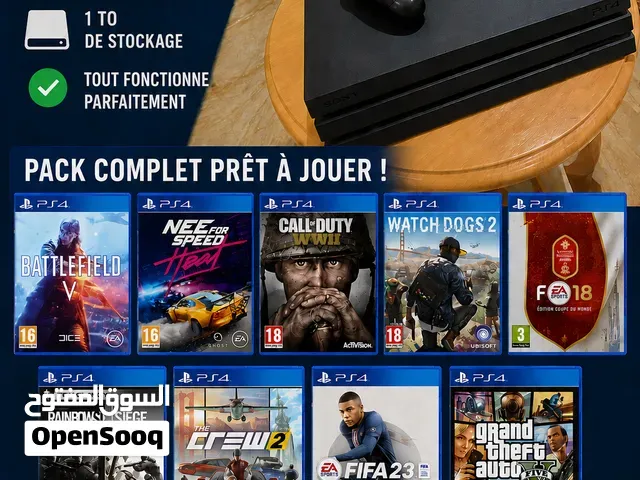 PS4 Pro 1To + 2 Manettes + 9 Jeux – État Parfait - أكادير