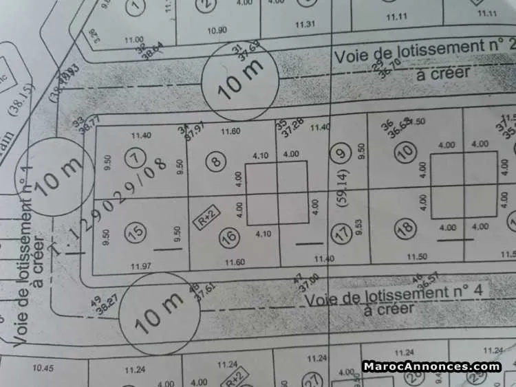 Terrain de 109 m2 à hay essalam - الجديدة