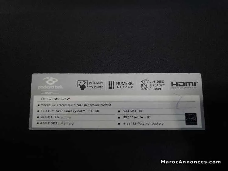 Pc portable easynote enlg71bm-c7fw packard bell,17 - الدار البيضاء (3)