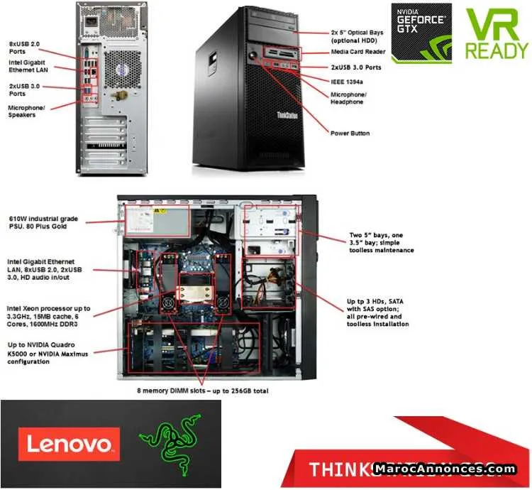 Machine lenovo thinkstation s30 e5 pour 3d et calc - الرباط