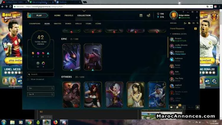 Compte lol . silver 2 . 43 skins 110 champs - مراكش (2)