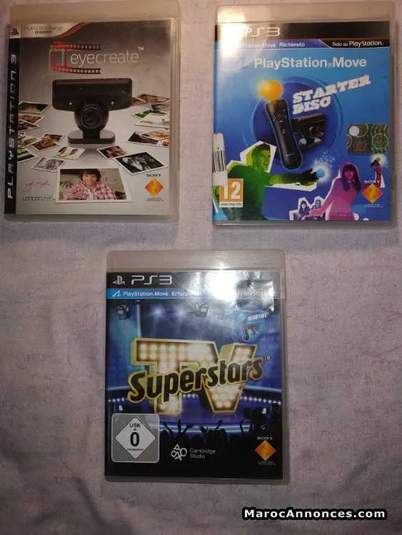 Caméra et manette move ps3 plus 3 jeux - الدار البيضاء (2)