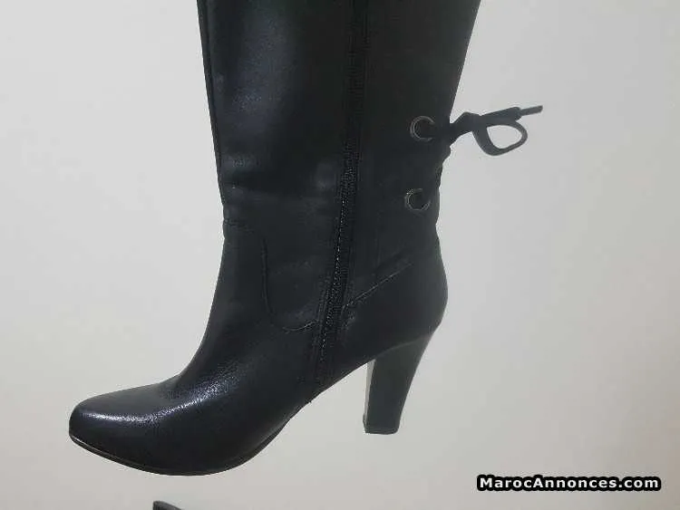 Bottes marque tamaris cuire noir 38 - مراكش