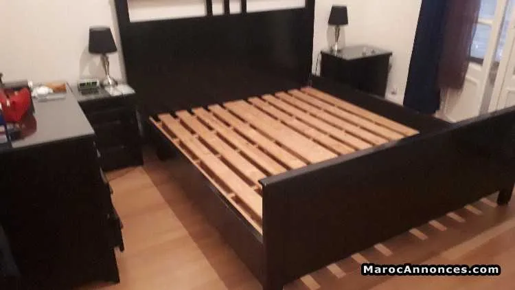 Chambre a coucher bois massif acajou - الدار البيضاء (3)