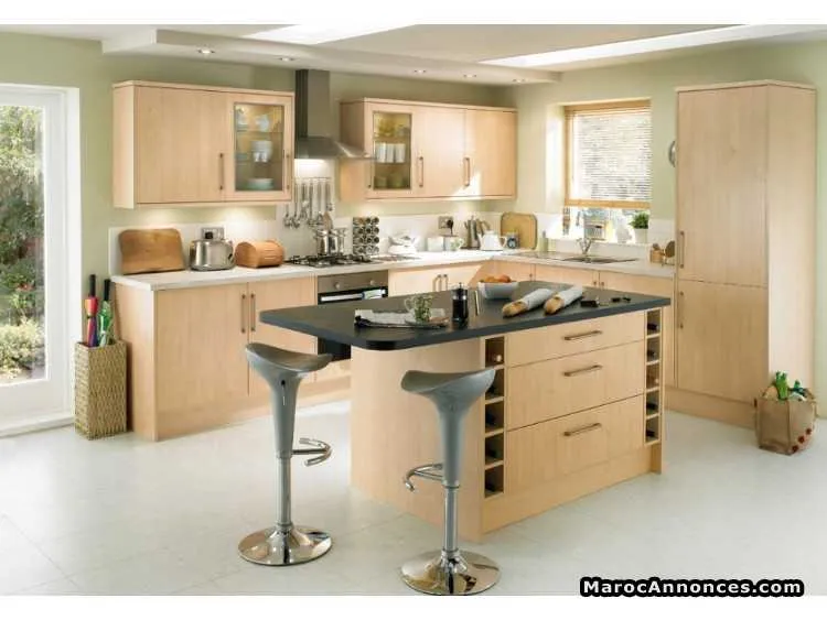 Cuisine moderne en bois massif, en latté, en mdf l - الرباط