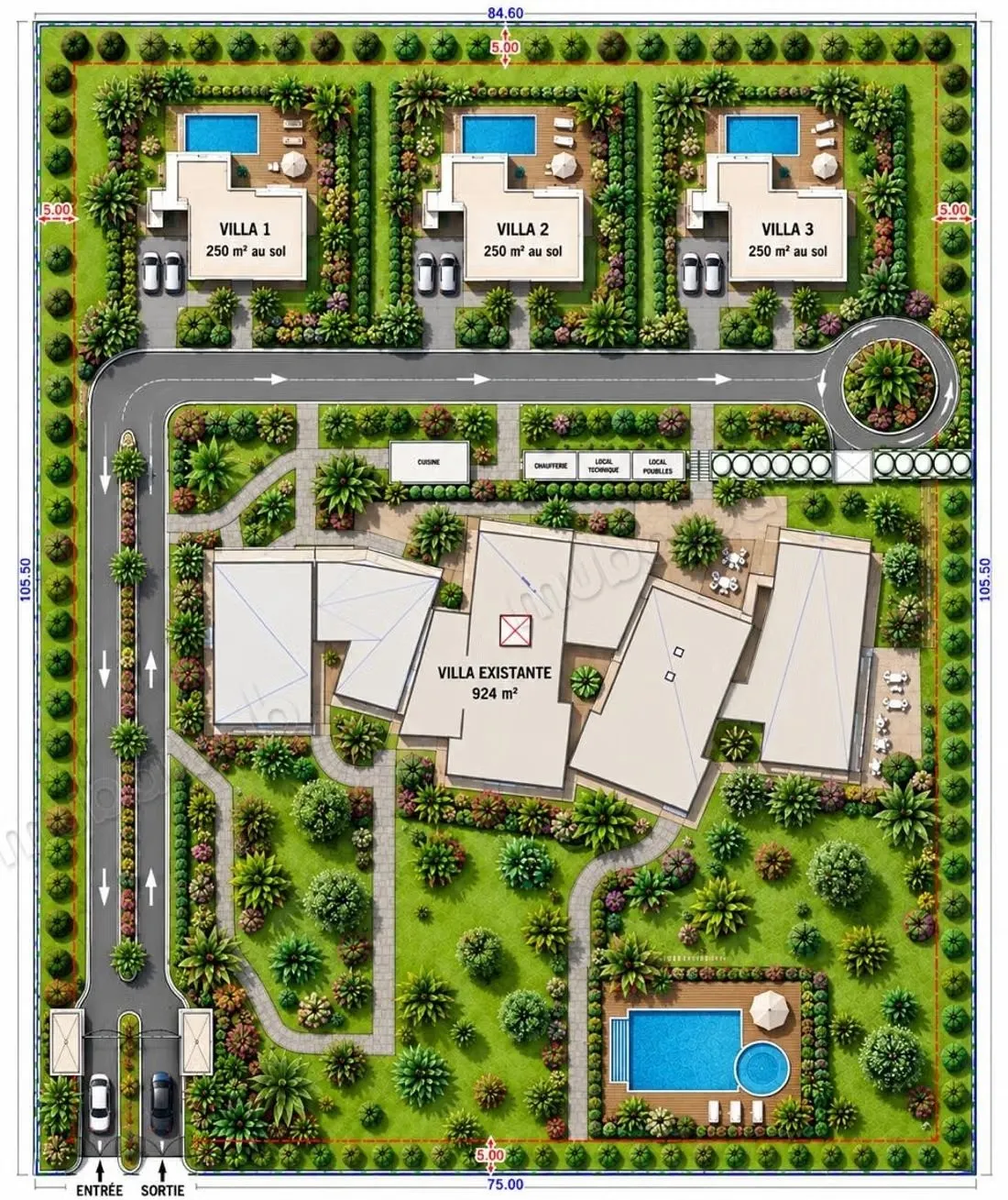 Terrain Zone Villa D4 avec Bâtisse Existante - El Menzeh