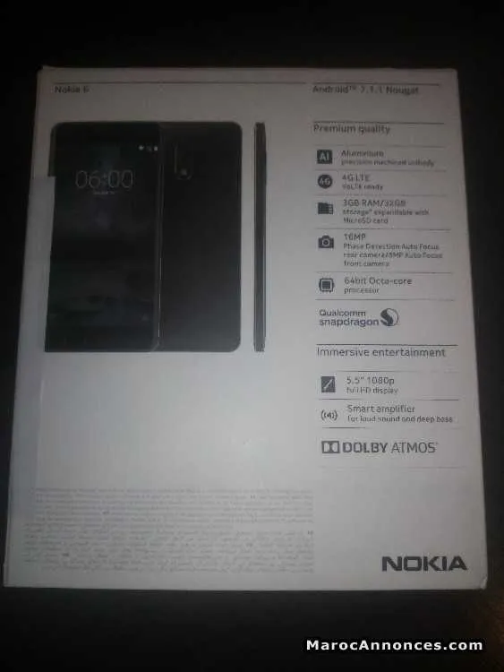 Vente portable nokia 6 - الدار البيضاء