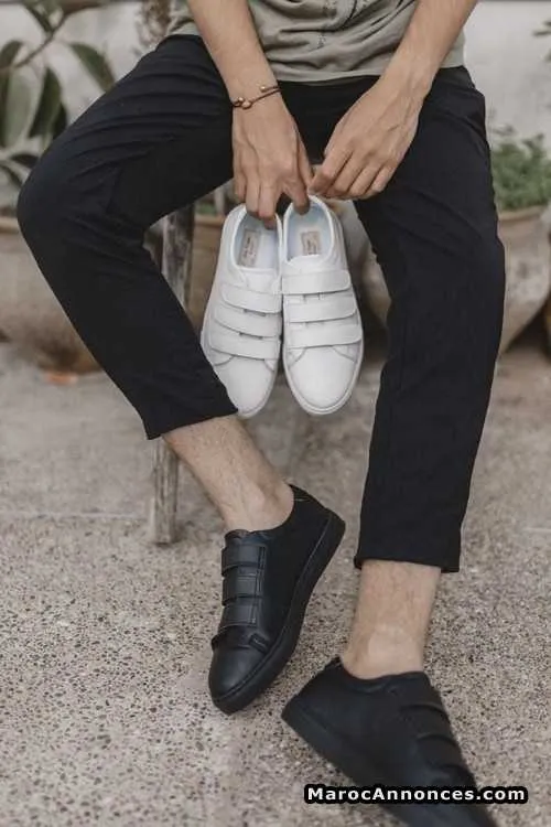 Sneakers velcro full white/black - الدار البيضاء (2)