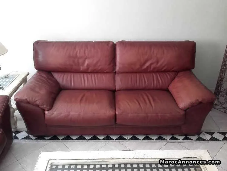 Vends salon entièrement en cuir de buffle - الدار البيضاء (2)