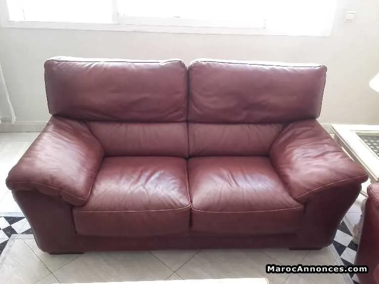 Vends salon entièrement en cuir de buffle - الدار البيضاء (3)