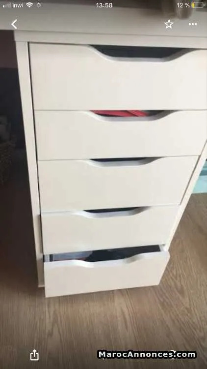 Ikea tiroir bois blanc - الدار البيضاء (2)